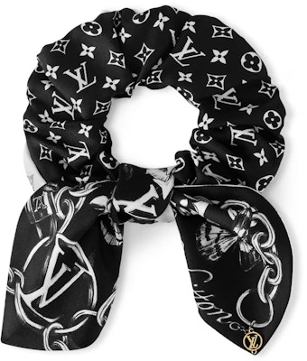 (Women) LOUIS VUITTON Butterfly Floral Silk Hair Tie for Women Black M96662 Order (Women) LOUIS VUITTON Butterfly Floral Silk Hair Tie for Women Black M96662