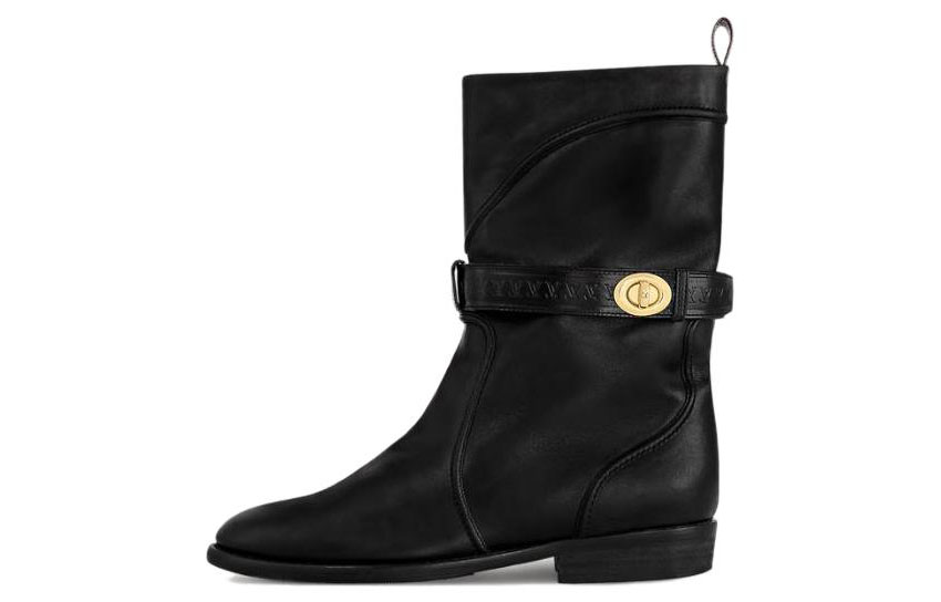 (Women) Louis Vuitton Calfskin Round-Toe Buckle Ankle Boots 'Black' 1ACKPS