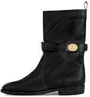 (Women) Louis Vuitton Calfskin Round-Toe Buckle Ankle Boots 'Black' 1ACKPS (Women) Louis Vuitton Calfskin Round-Toe Buckle Ankle Boots 'Black' 1ACKPS