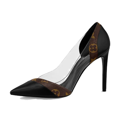 (W) LV Call Back 'Black Leather Pointed Toe Stiletto'