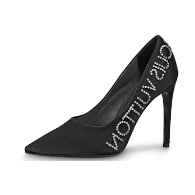 (W) LV Call Back 'Crystal Satin Black Heels'