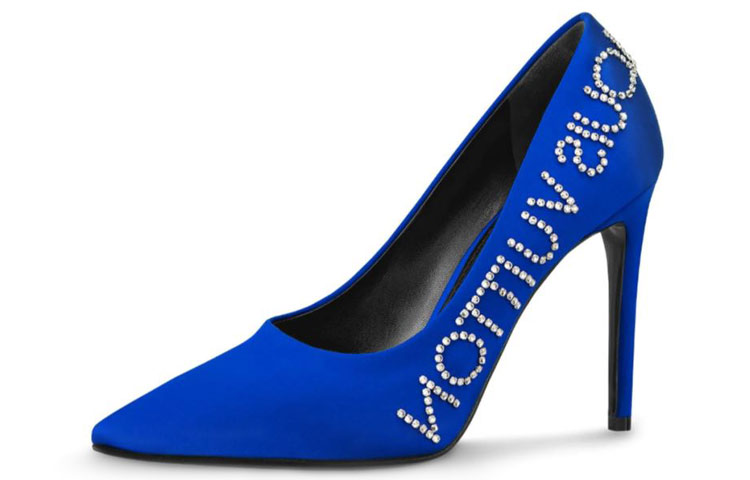 (Women) Louis Vuitton Call Back 'Satin Crystal High-Heels Blue' 1A5L1P