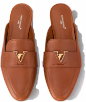 Shop LOUIS VUITTON Capri 皮革 休閒舒適 包頭拖鞋 女款 棕色