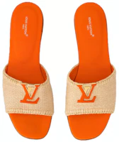 Shop LOUIS VUITTON Capri 拉菲草 方頭露趾一字拖鞋 女款 橙色