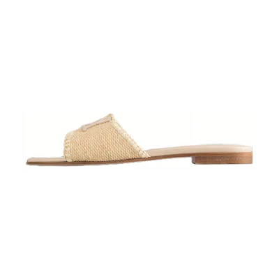 (W) LV Capri 'Raffia Square Toe Open-Toe Sandal Beige'