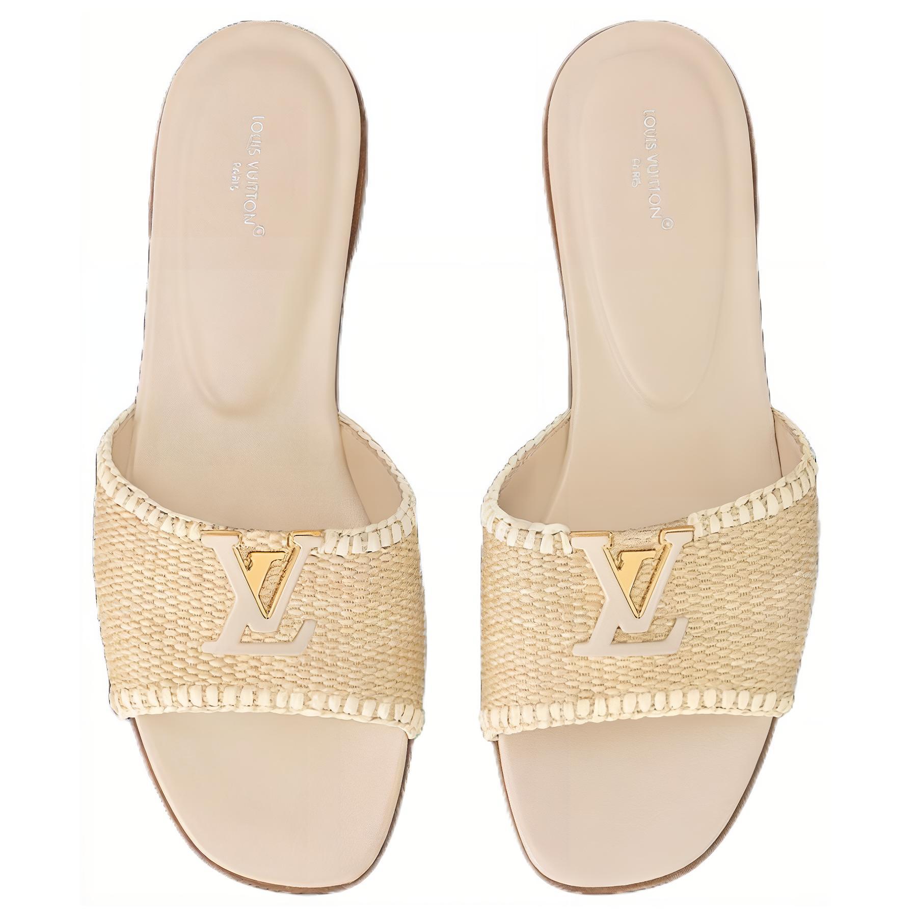 (W) LV Capri 'Raffia Square Toe Open-Toe Sandal Beige' 圖 4