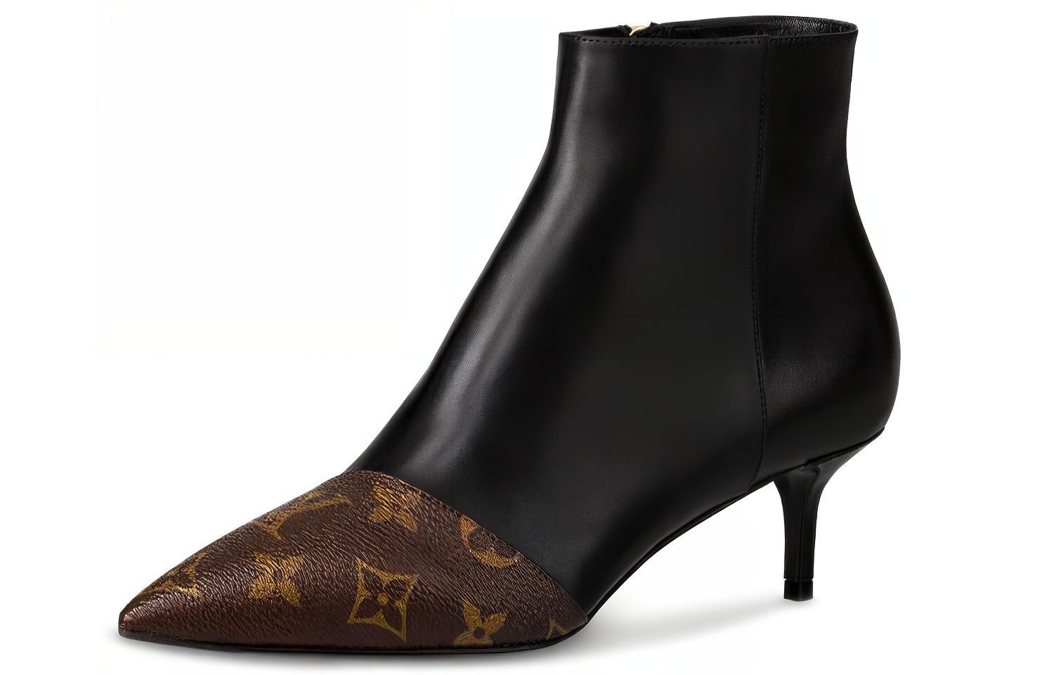 (Women) Louis Vuitton Chérie 'Pointed Zip Boot' Black Brown 1A8834