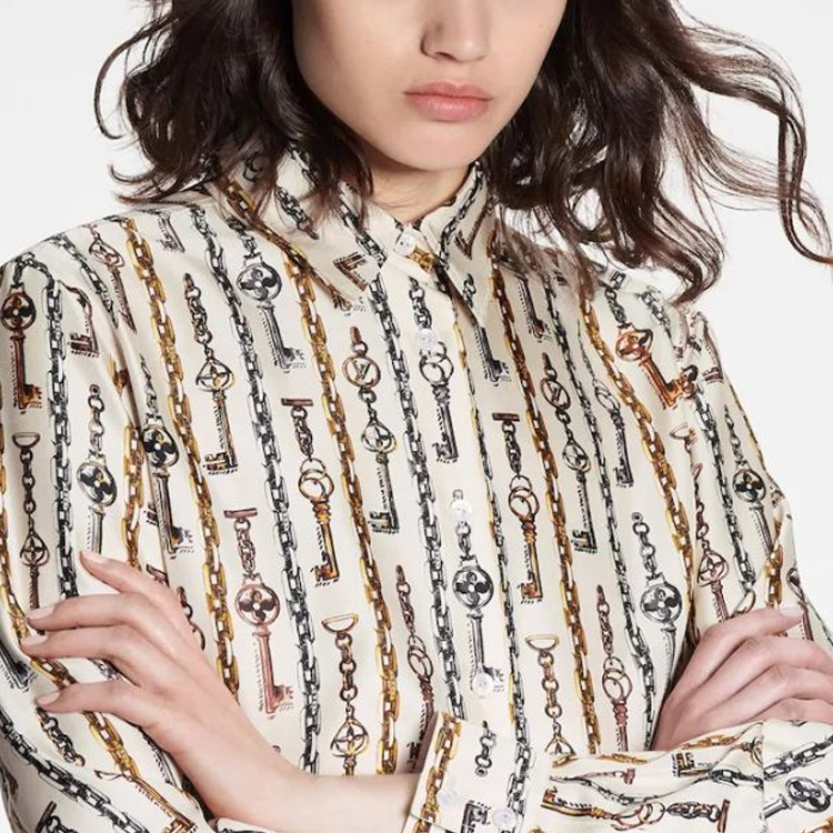 (Women) Louis Vuitton Chain Pattern Long Sleeve Button-Down Shirt Women’s Multicolor 1AA872 圖 5