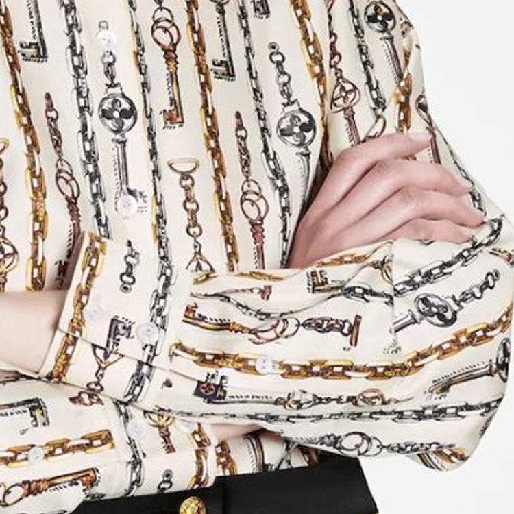 (Women) Louis Vuitton Chain Pattern Long Sleeve Button-Down Shirt Women’s Multicolor 1AA872 圖 6