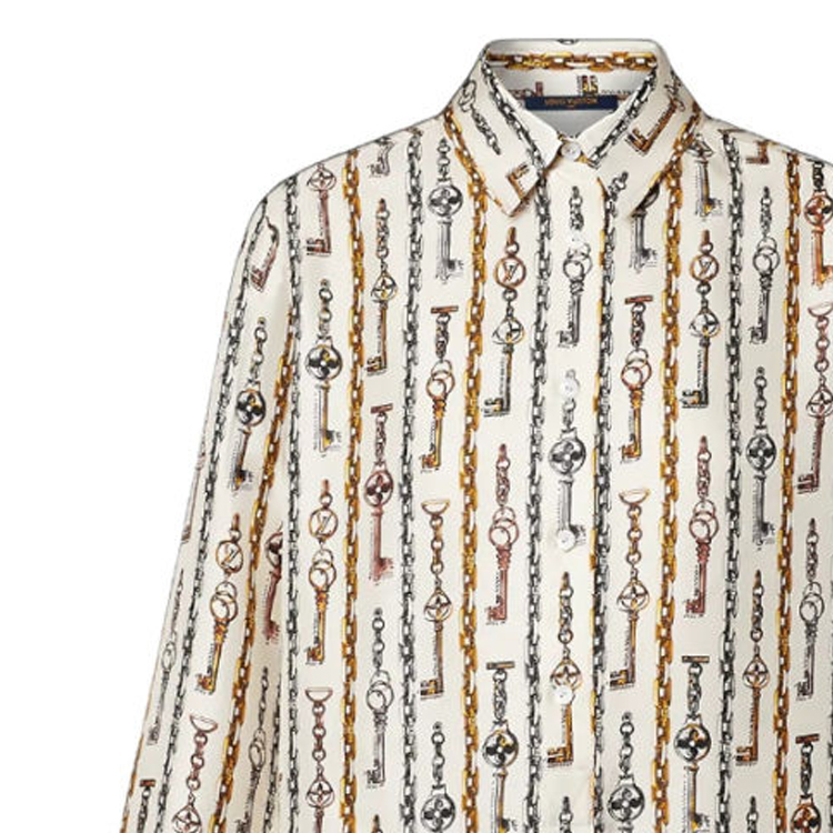 (Women) Louis Vuitton Chain Pattern Long Sleeve Button-Down Shirt Women’s Multicolor 1AA872 圖 7