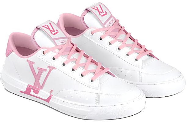 LOUIS VUITTON Charlie 系帶 時尚板鞋 女款 白粉色 Lookbook LOUIS VUITTON Charlie 系帶 時尚板鞋 女款 白粉色