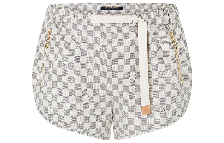 (Women) Louis Vuitton Checkered Loose Casual Shorts Women Light Grey 1A8RDG