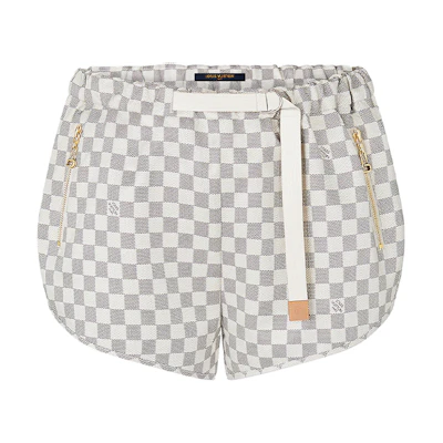 (Women) Louis Vuitton Checkered Loose Casual Shorts Women Light Grey 1A8RDG