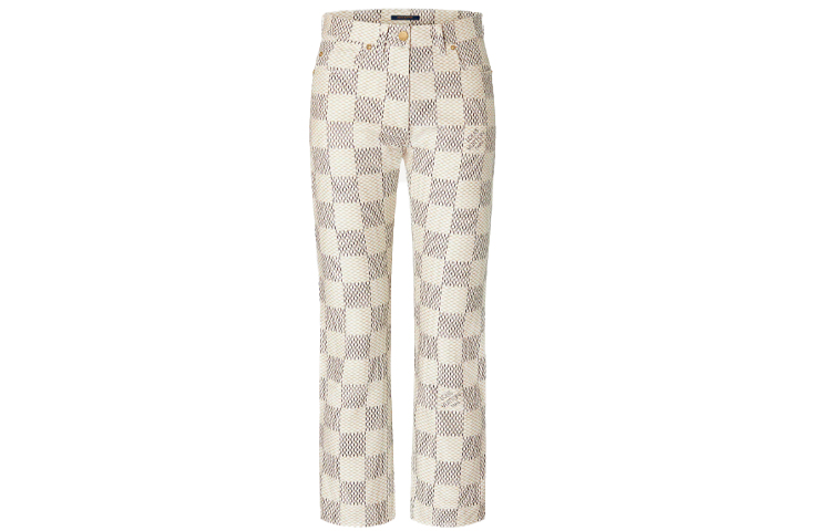Order (W) Pantalones de Mezclilla Beige a Cuadros de Tiro Medio LOUIS VUITTON. 1A9L75