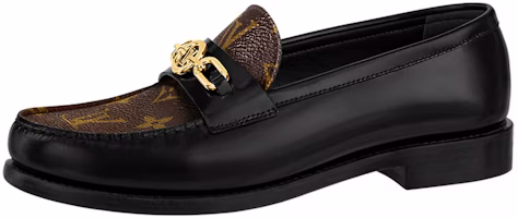 (Women) Louis Vuitton Chess Flat Loafers 'Black with Brown Monogram' 1ABPLA (Women) Louis Vuitton Chess Flat Loafers 'Black with Brown Monogram' 1ABPLA