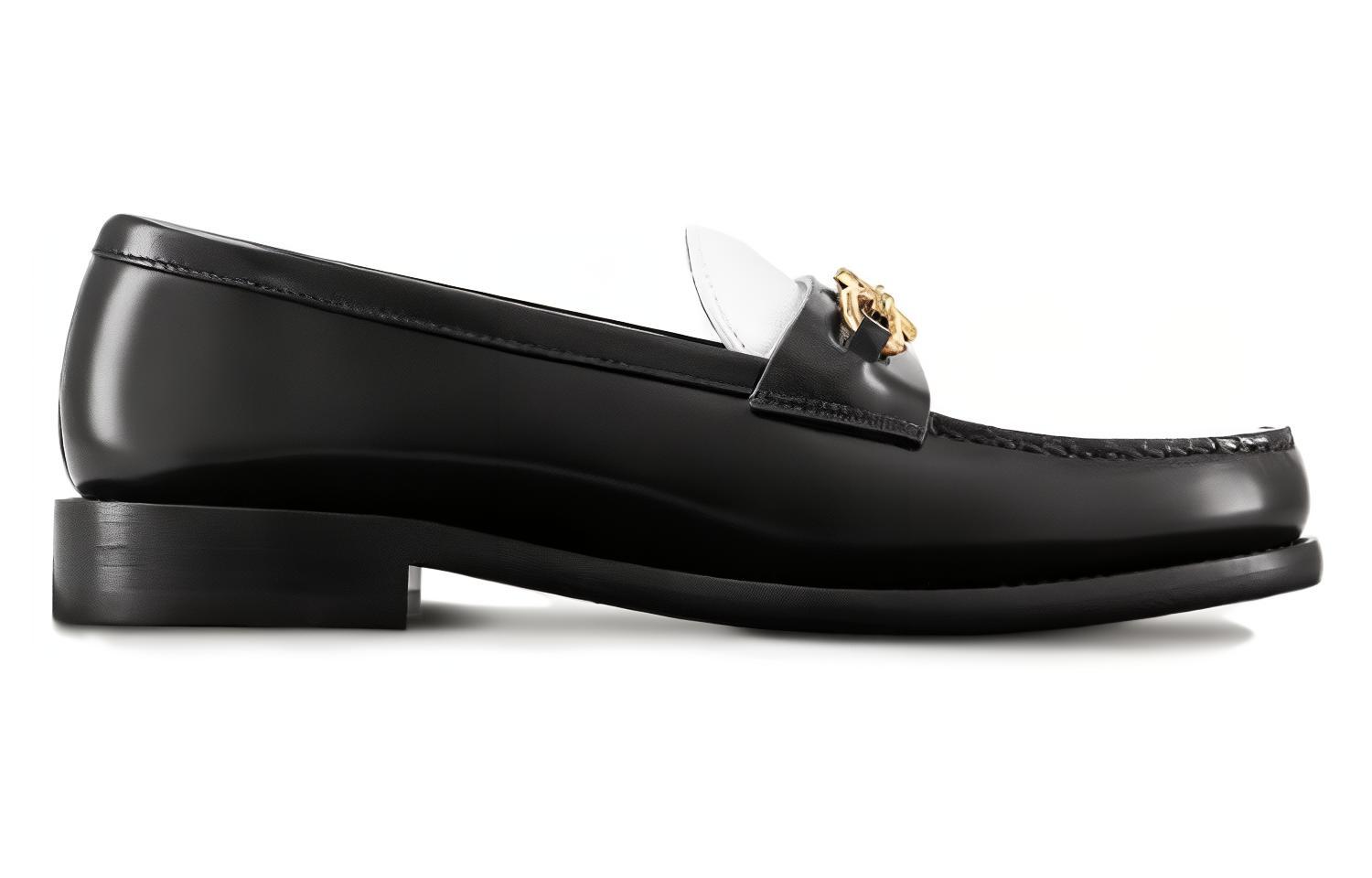 Order (W) Louis Vuitton Chess Leder Loafer Runde Spitze ''Schwarz'' 1ACKA4