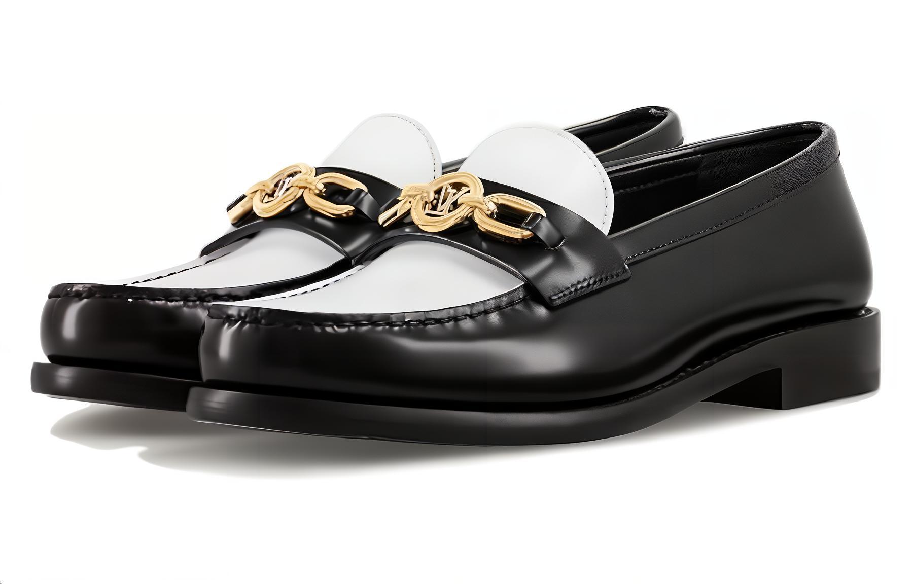 Shop (W) Louis Vuitton Chess Leder Loafer Runde Spitze ''Schwarz'' 1ACKA4