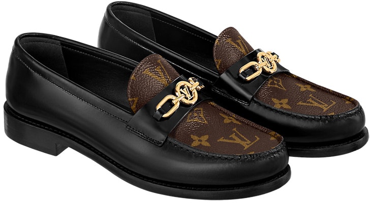 (W) Louis Vuitton Sepatu Loafers Catur 'Hitam dengan Monogram Coklat' 1ABPLA Order (W) Louis Vuitton Sepatu Loafers Catur 'Hitam dengan Monogram Coklat' 1ABPLA