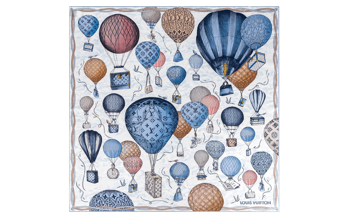 (Women) LOUIS VUITTON Classic Contrast  Silk Scarf in Blue M78448