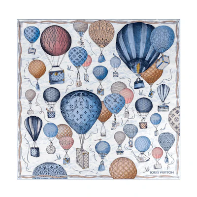 (Women) LOUIS VUITTON Classic Contrast Silk Scarf in Blue M78448