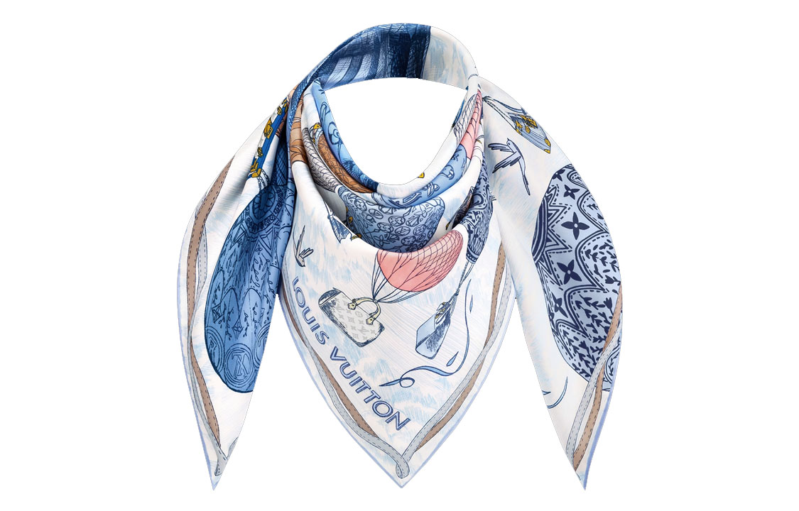 (Women) LOUIS VUITTON Classic Contrast  Silk Scarf in Blue M78448 圖 4