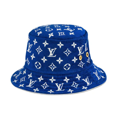 (Women) Louis Vuitton Classic Monogram Blue Bucket Hat . M77760