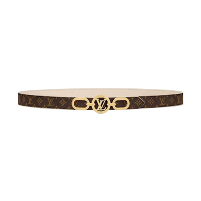(Women) LOUIS VUITTON Classic Monogram Calfskin Leather Belt Brown 2CM Width M0712V