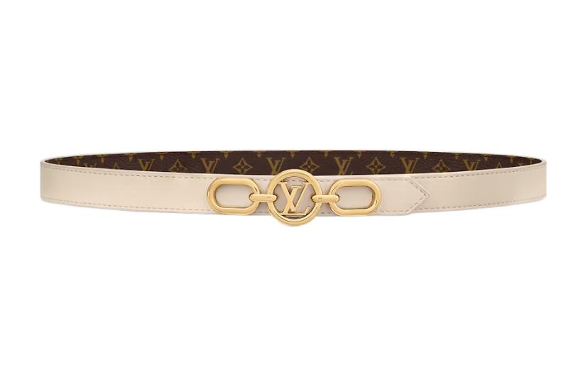 (Women) LOUIS VUITTON Classic Monogram Calfskin Leather Belt Brown 2CM Width M0712V 圖 3