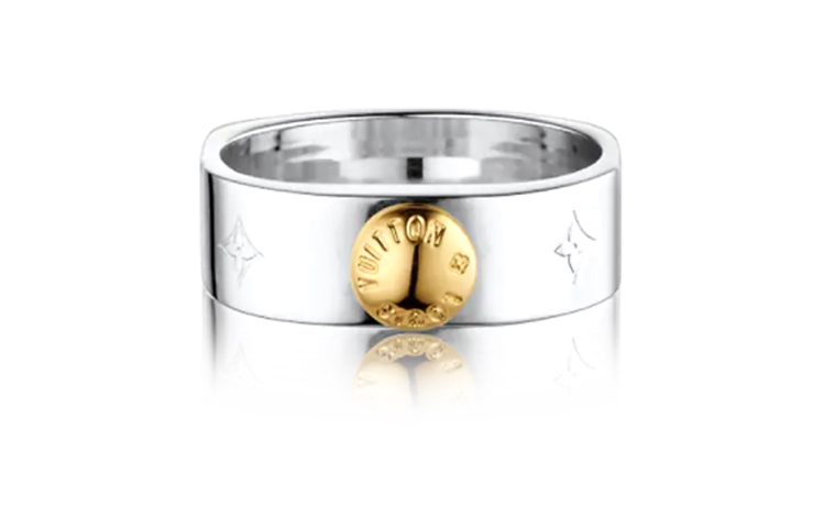 (Women) LOUIS VUITTON Classic Monogram Ring Silver Gold M00217/M00216