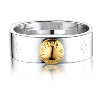 (Women) LOUIS VUITTON Classic Monogram Ring Silver Gold M00217/M00216