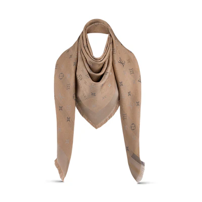 (Women) Louis Vuitton Classic Monogram Shawl Beige Unisex M76337