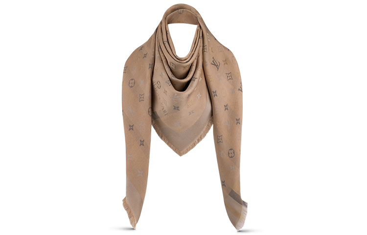 (Women) Louis Vuitton Classic Monogram Shawl Beige Unisex M76337 圖 2