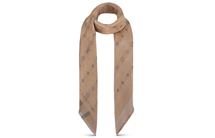 (Women) Louis Vuitton Classic Monogram Shawl Beige Unisex M76337 圖 3