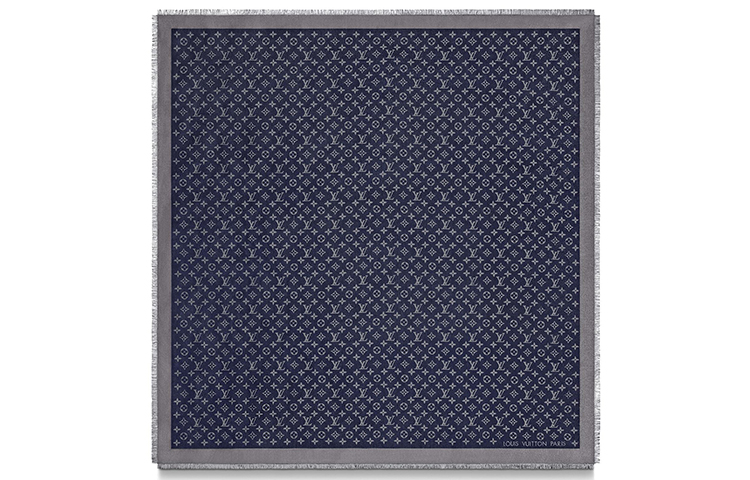 (Women) LOUIS VUITTON Classic Monogram Silk Shawl Night Blue M73658 圖 4