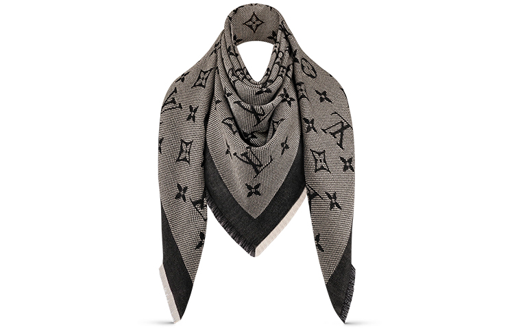 (Women) LOUIS VUITTON Classic Monogram Wool Silk Tassel Shawl M73677 圖 2
