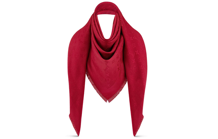 (Women) LOUIS VUITTON Classic Solid Silk Wool Scarf in Red M72237