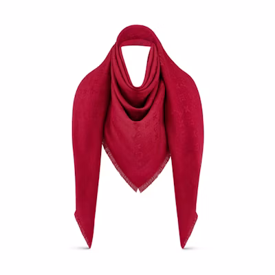 (Women) LOUIS VUITTON Classic Solid Silk Wool Scarf in Red M72237