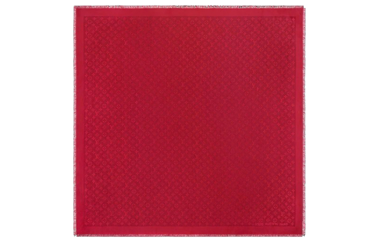 (Women) LOUIS VUITTON Classic Solid Silk Wool Scarf in Red M72237 圖 4
