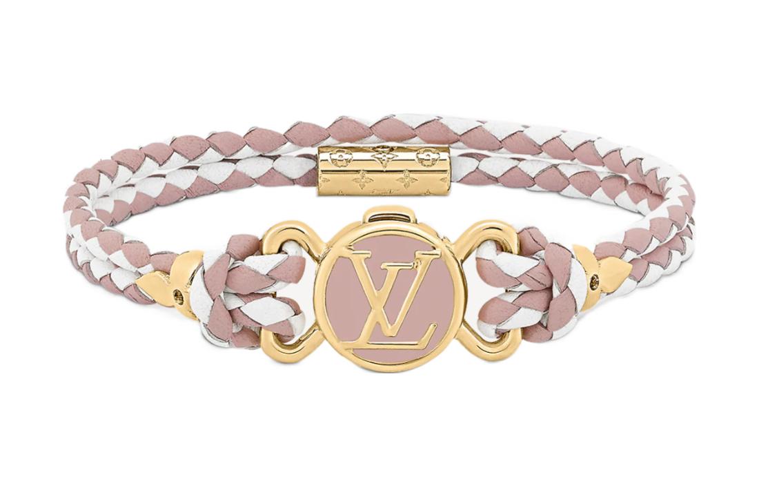 (Women) Louis Vuitton Clic It Floral Leather Bracelet  Purple/White. M8061F