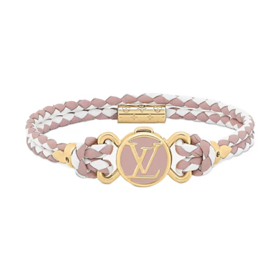 (Women) Louis Vuitton Clic It Floral Leather Bracelet Purple/White. M8061F