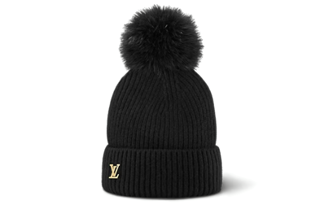 (Women) Louis Vuitton Cold Spark Cashmere Pom-Pom Knit Hat Black . M79256