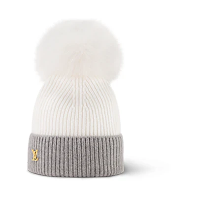 (Women) Louis Vuitton Cold Spark Logo Cashmere Beanie White. M79255