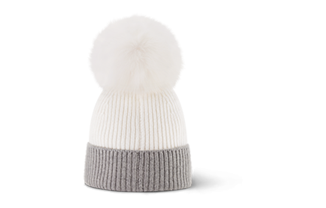 Shop (W) 路易威登冷光標誌羊絨毛帽 白色 M79255