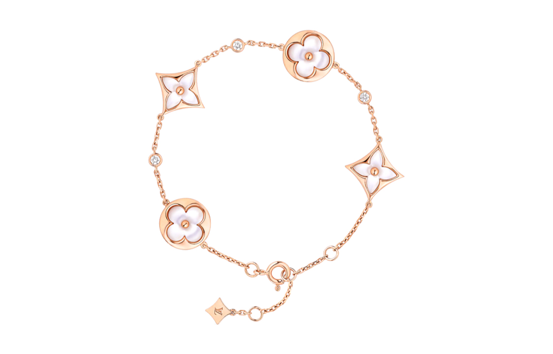 (Women) Louis Vuitton Color Blossom BB 18K Gold Diamond Shell Bracelet. Q95596