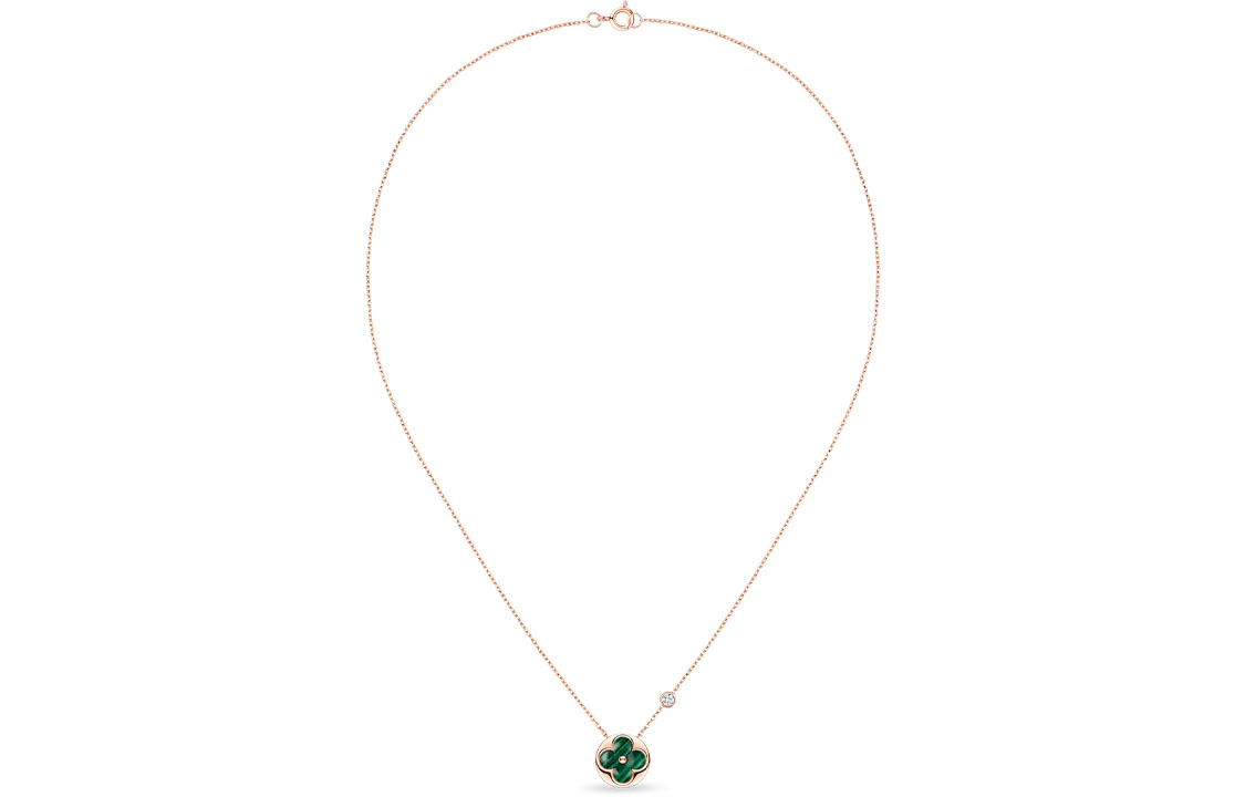 (Women) Louis Vuitton Color Blossom BB 18K Gold Malachite Diamond Necklace Rose Gold Q93619 圖 4
