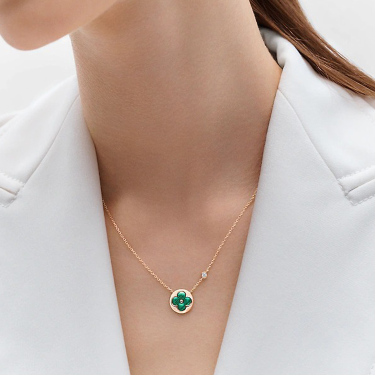 (Women) Louis Vuitton Color Blossom BB 18K Gold Malachite Diamond Necklace Rose Gold Q93619 圖 5