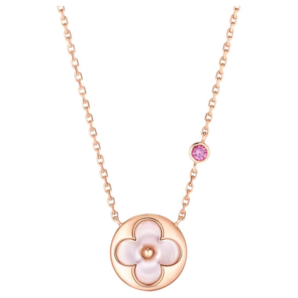 (Women) LOUIS VUITTON Color Blossom BB 18K Gold Pendant Necklace Pink for Women Q03881