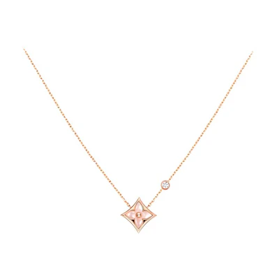 (Women) Louis Vuitton Color Blossom BB Floral Pendant 18K Gold Diamond Necklace for Women Q93612