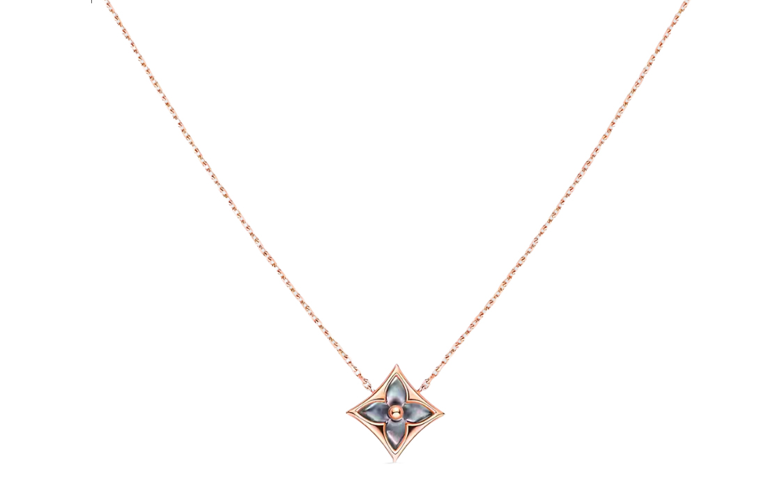 (Women) LOUIS VUITTON Color Blossom Geometric Floral 18K Rose Gold Necklace . Q93590 圖 3