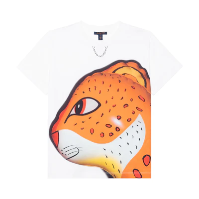 (Women) LOUIS VUITTON Come Play with Me Sequin Leopard Tee White T-Shirt. 1AFTS7